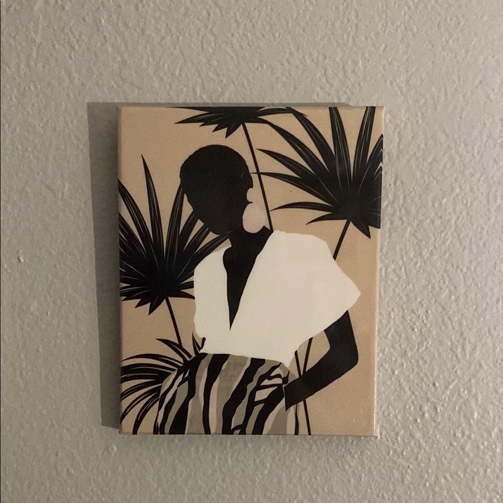 Beige & Black Tropical Silhouette Canvas Wall Art